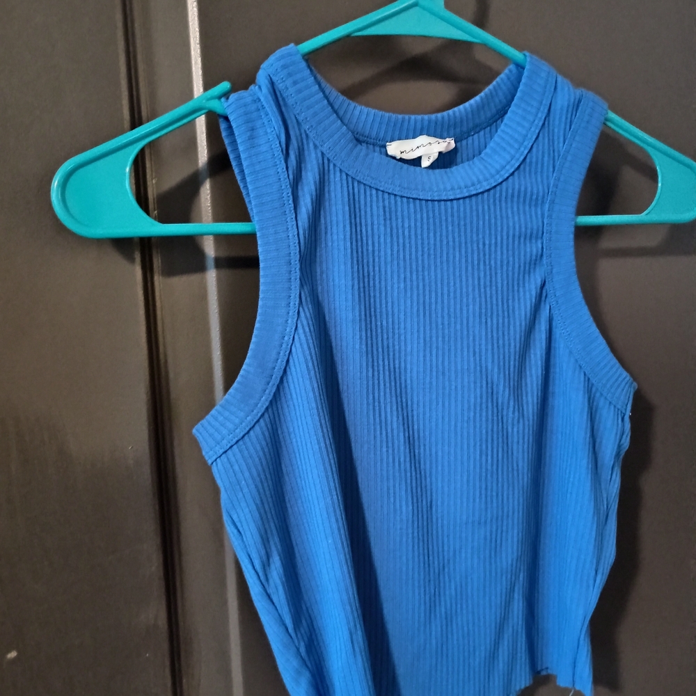Vibrant Blue Ribbed Tank Top
